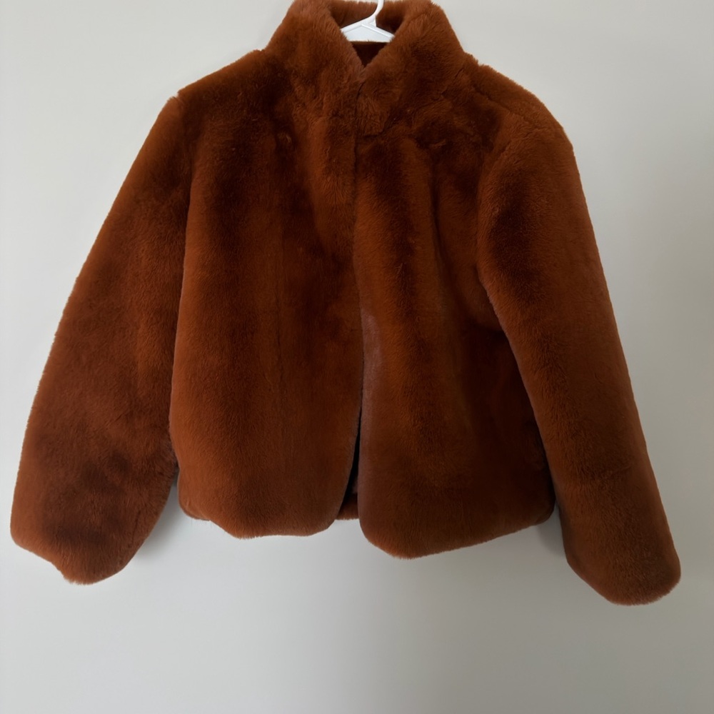 Forever 21 Rust Brown Faux Fur Pea Coat